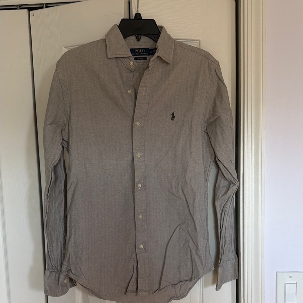 Polo by Ralph Lauren Men's Long-Sleeve Button-Down Shirt - Taupe/Beige size s